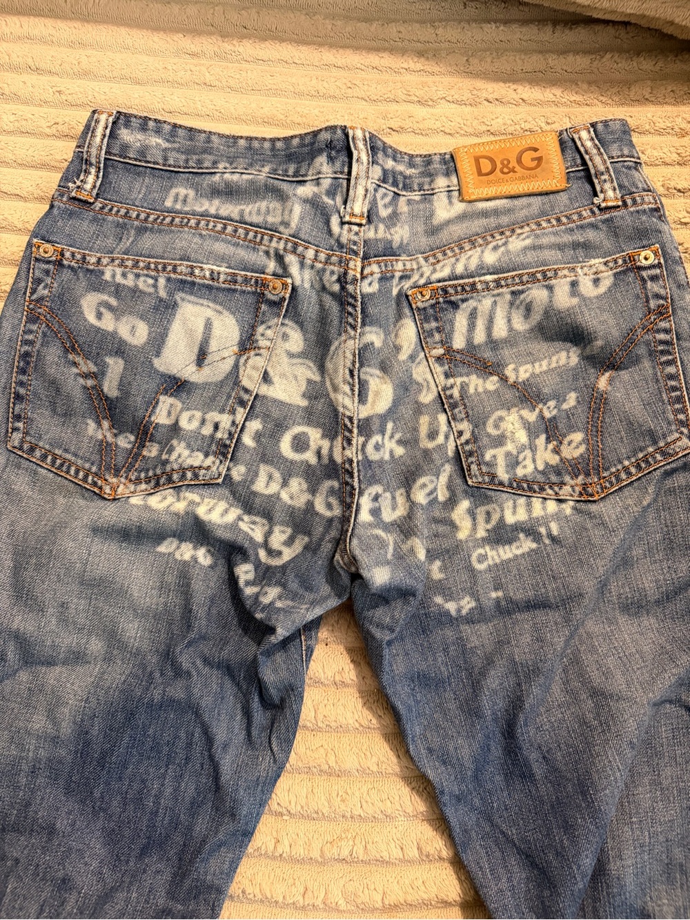 Dolce & Gabbana Light Blue Denim Logo-Print Jeans
